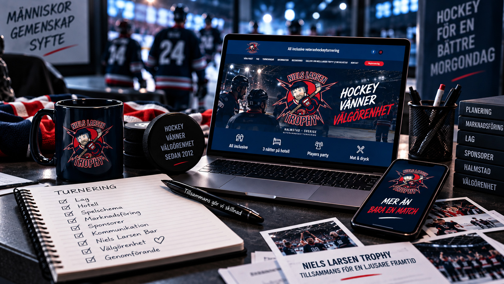 Planning and work behind the Niels Larsen Trophy, including the website, marketing and tournament organisation
